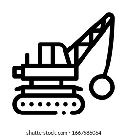 Demolish Machine Icon Vector. Outline Demolish Machine Sign. Isolated Contour Symbol Illustration