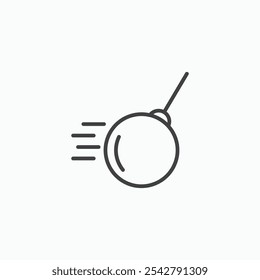 Abrissball-Symbol in dünner Umrisslinie.