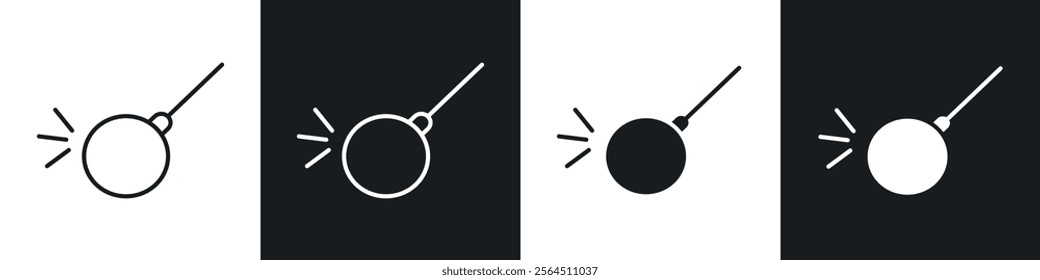 Demolition ball icons collection in black filled and line style.