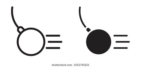 Abrissball-Vektorsymbol-Set schwarz gefüllt und umrissen Stil.