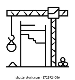 Demolition building crane icon vector