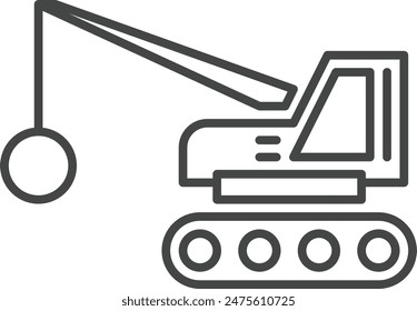 demolition crane construction vehicles icon in outline style