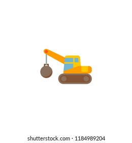 Demolition crane icon flat element. Vector illustration of demolition crane icon flat isolated on clean background for your web mobile app logo design.