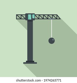 Demolition crane icon. Flat illustration of demolition crane vector icon for web design