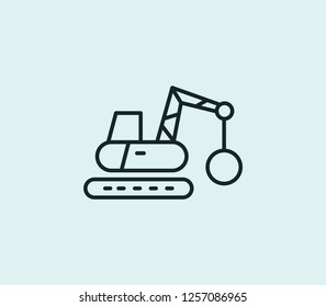 Demolition crane icon line isolated on clean background. Demolition crane icon concept drawing icon line in modern style. Vector illustration for your web mobile logo app UI design.