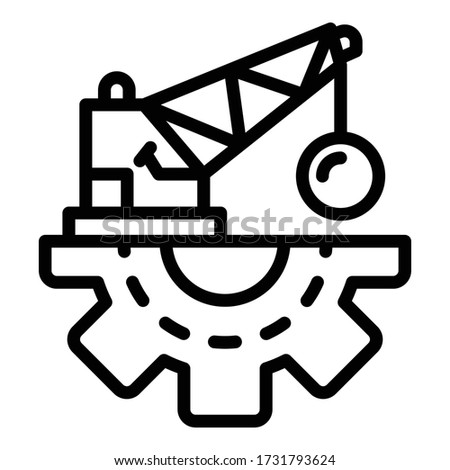 Demolition crane icon. Outline demolition crane vector icon for web design isolated on white background