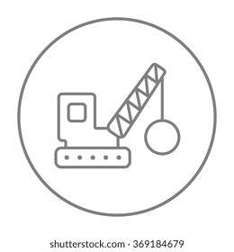 Demolition crane line icon.