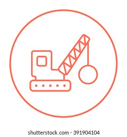 Icono de línea de grúa de demolición.