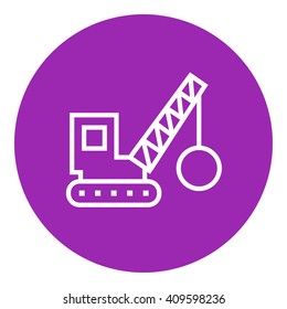 Demolition crane line icon.