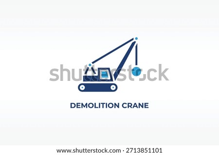DEMOLITION CRANE vector, icon or logo sign isolated symbol illustration
