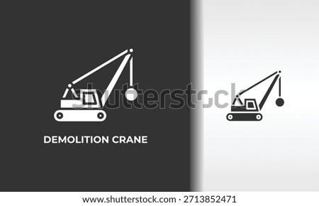 Demolition Crane Vector, Icon Or Logo Sign Isolated Symbol Illustration