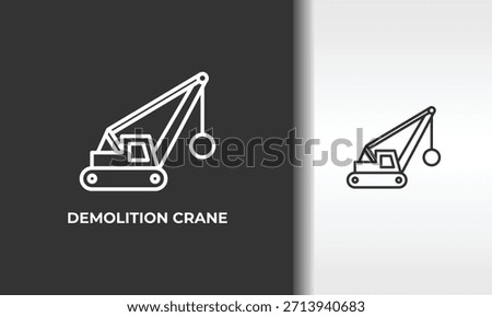 Demolition Crane Vector, Icon Or Logo Sign Isolated Symbol Illustration