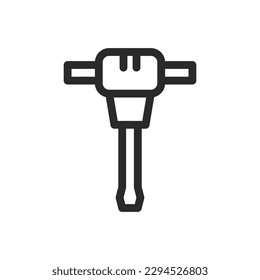 Demolition hammer isolated icon, jackhammer drill vector icon with editable stroke