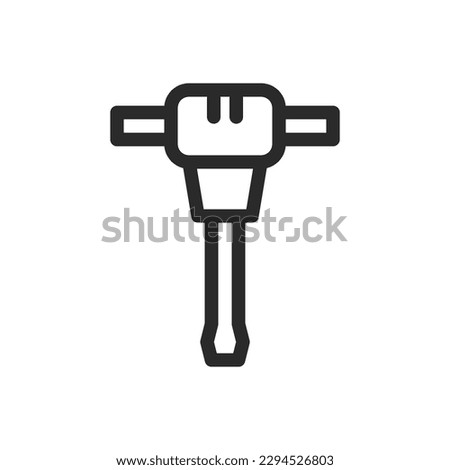 Demolition hammer isolated icon, jackhammer drill vector icon with editable stroke