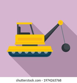 Demolition heavy machine icon. Flat illustration of demolition heavy machine vector icon for web design