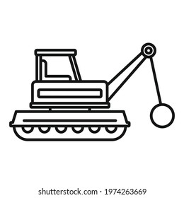 Demolition heavy machine icon. Outline demolition heavy machine vector icon for web design isolated on white background