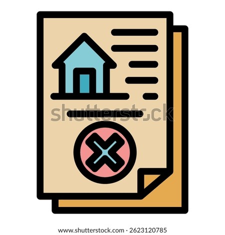 Demolition house document icon. Outline demolition house document vector icon color flat isolated