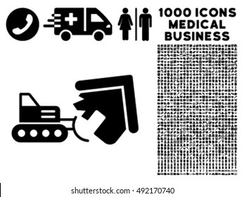 Demolition icon with 1000 medical business black vector pictograms. Collection style is flat symbols, white background.