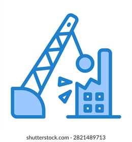 Demolition Icon With Blue Color For Construction Management and Building Industry