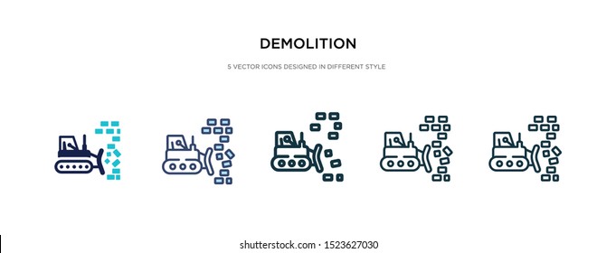 demolition icon in different style vector illustration. two colored and black demolition vector icons designed in filled, outline, line and stroke style can be used for web, mobile, ui