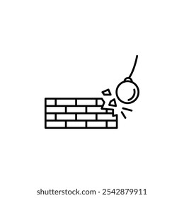 Demolition icon. filled and line stroke icons