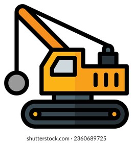 demolition icon in filled line style isolated on white background. Construction tools, vector illustration for graphic design projects