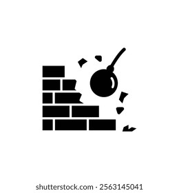 Demolition icon Isolated flat vector in outline