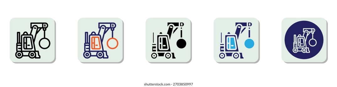 Demolition Icon Multi Style Vector Illustration