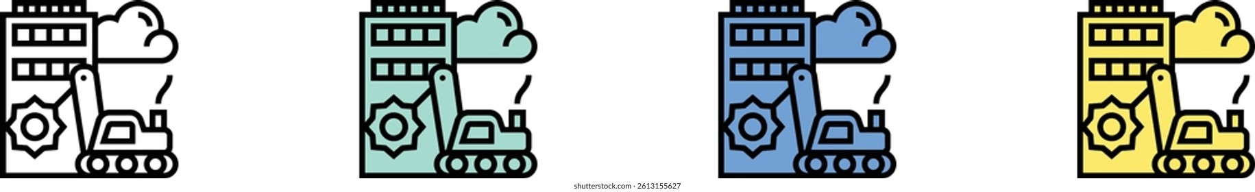 demolition icon. Outline, Green, Blue and Yellow Style Design Isolated On White Background