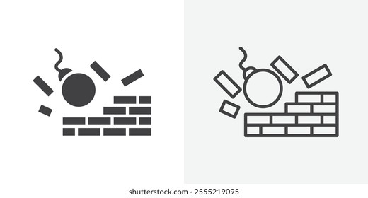 Demolition icon. outlined vector style.