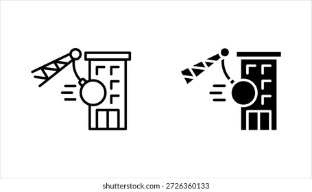 Conjunto de iconos de demolición. Símbolo de grúa de demolición con Ilustración vectorial de construcción sobre fondo blanco