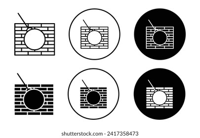 demolition icon sign set in outline style graphics design