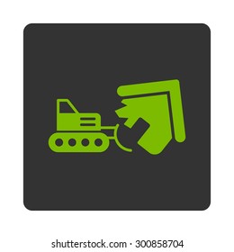 Demolition icon. Vector style is eco green and gray colors, flat rounded square button on a white background.