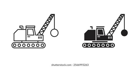 demolition icons in outline and fill. vector illustration for ui.