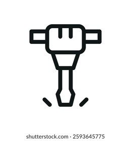 Demolition jack hammer line icon, pneumatic rock drill vector symbol with editable stroke