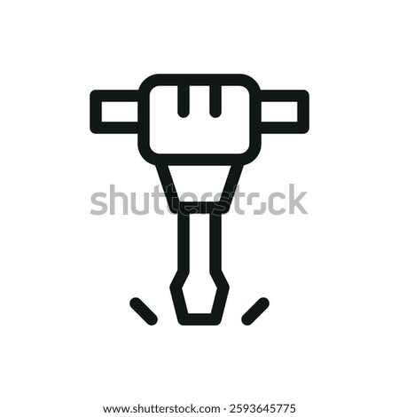 Demolition jack hammer line icon, pneumatic rock drill vector symbol with editable stroke