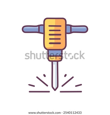 Demolition jackhammer icon. Powerful jackhammer breaking ground, symbolizing construction, demolition, and progress.  New beginnings.
