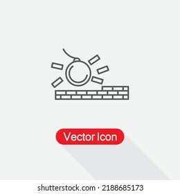 Lineares Abbruchsymbol, Umriss-Demolition-Logo, Vektorgrafik Eps10