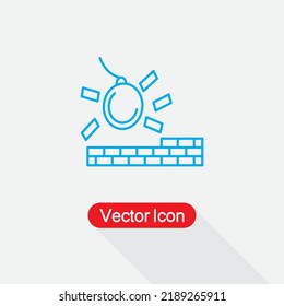 Icono lineal de demolición, Ilustración vectorial con logotipo de delimitación de contorno Eps10