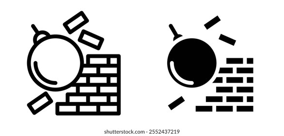 Demolition liner icon vector set.