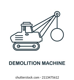 Demolition Machine icon. Line element from machinery collection. Linear Demolition Machine icon sign for web design, infographics and more.