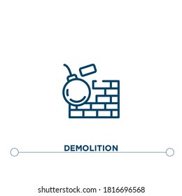 demolition outline vector icon. simple element illustration. demolition outline icon from editable construction concept. can be used for web and mobile
