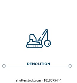 demolition outline vector icon. simple element illustration. demolition outline icon from editable construction concept. can be used for web and mobile
