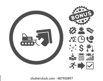 Demolition pictograph with bonus design elements. Vector illustration style is flat iconic symbols, gray color, white background.