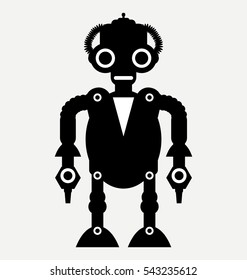 demolition robot icon, retro robot, vector robot silhouette 