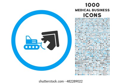 Demolition rounded vector bicolor icon with 1000 medical business icons. Set style is flat pictograms, blue and gray colors, white background.