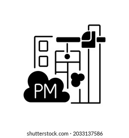 Icono lineal negro de sitios de demolición. Dependiendo de cómo se derribe la construcción, puede crear problemas ambientales. Símbolo de contorno en el espacio blanco. Ilustración aislada del vector