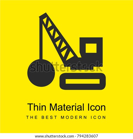 Demolition tool transport with weight ball bright yellow material minimal icon or logo design
