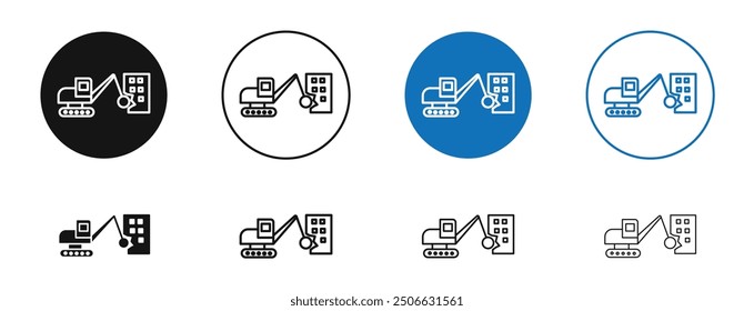 Demolition vector icon in black and blue colors