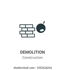 Demolition vector icon on white background. Flat vector demolition icon symbol sign from modern construction collection for mobile concept and web apps design.